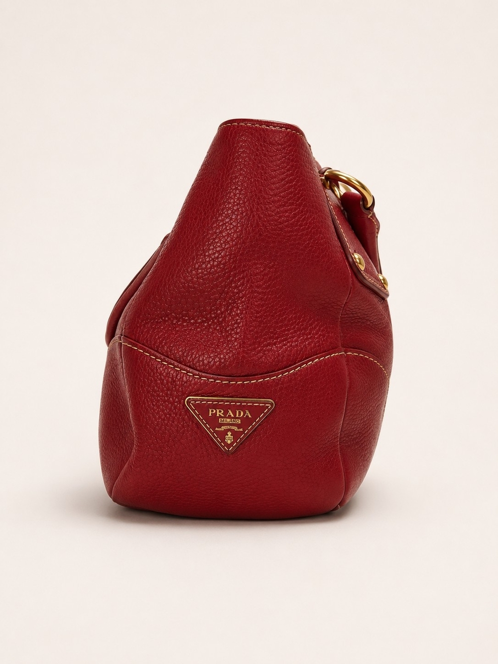 Prada Red Leather Satchel with Gold-Tone Hardware - Picture 2 of 7